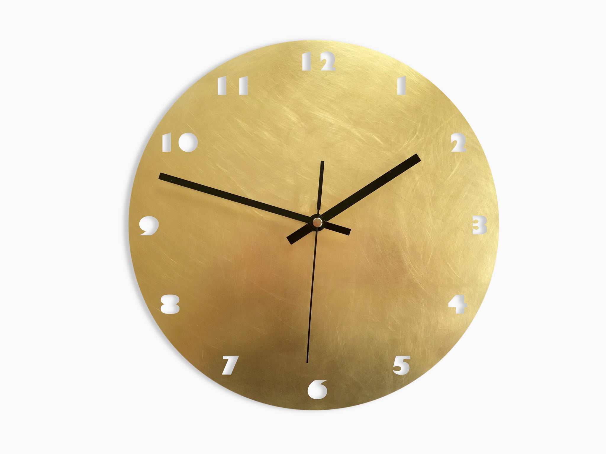 Brass NUMBERS Wall Clock - Various Sizes