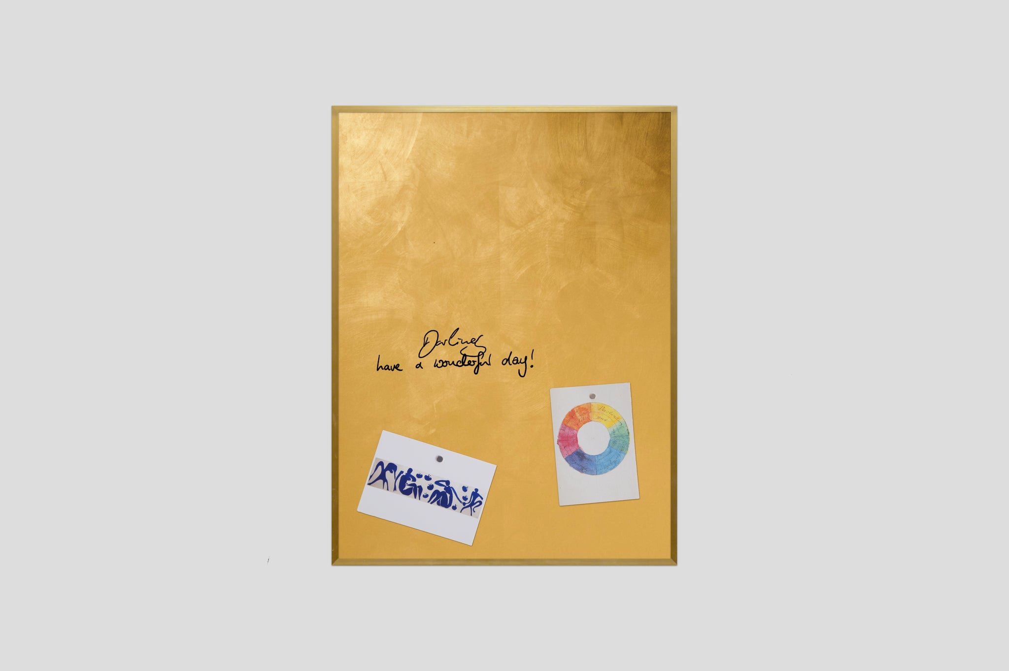 Gold Magnet Board Whiteboard Art Blattmetall Pin Wall Handmade Kunst Magnetwand in Goldrahmen in gold frame