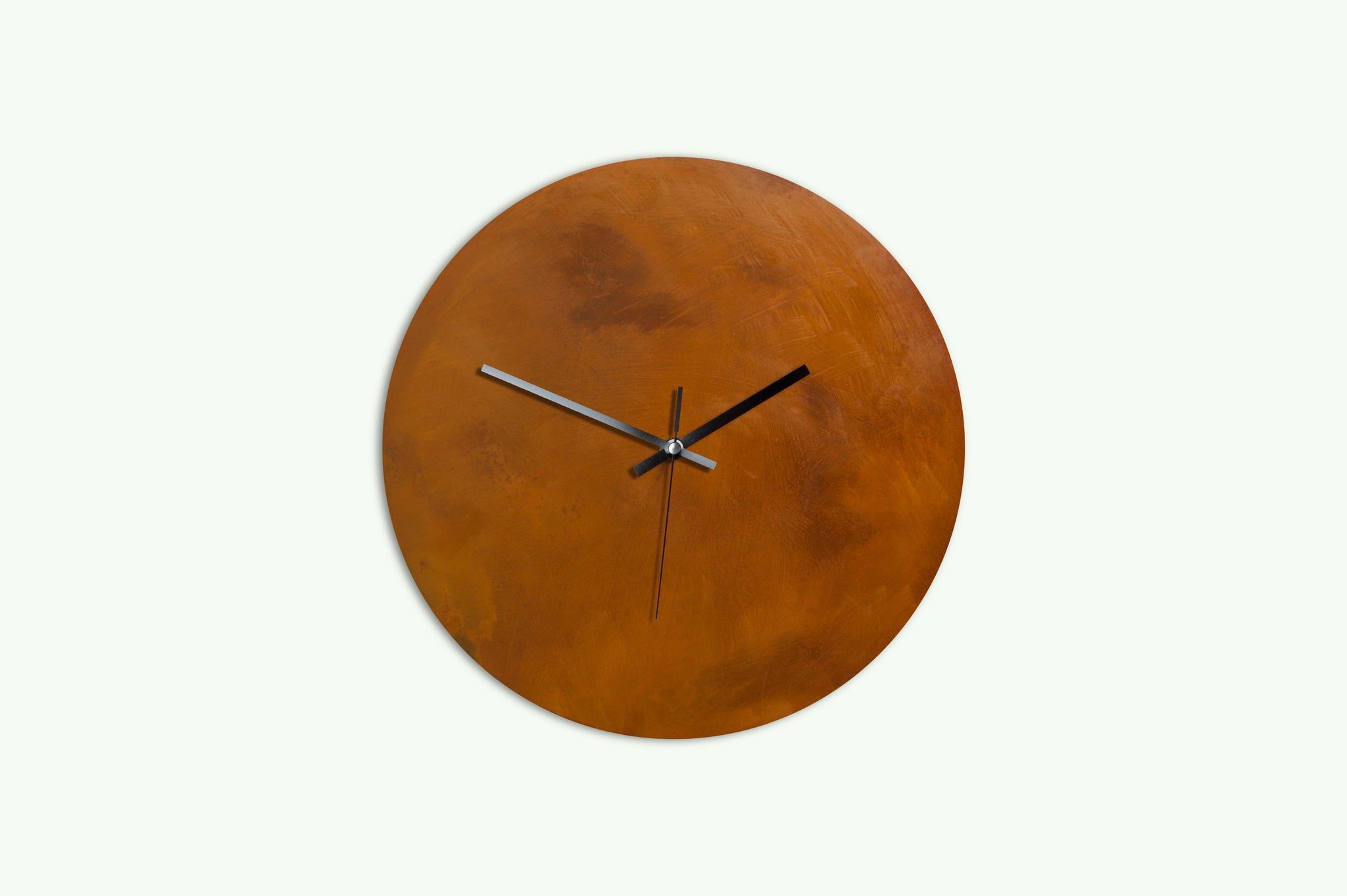 corten stahl steel wall clock wanduhr handgemacht Unikat rusted gerostet lautlos silent